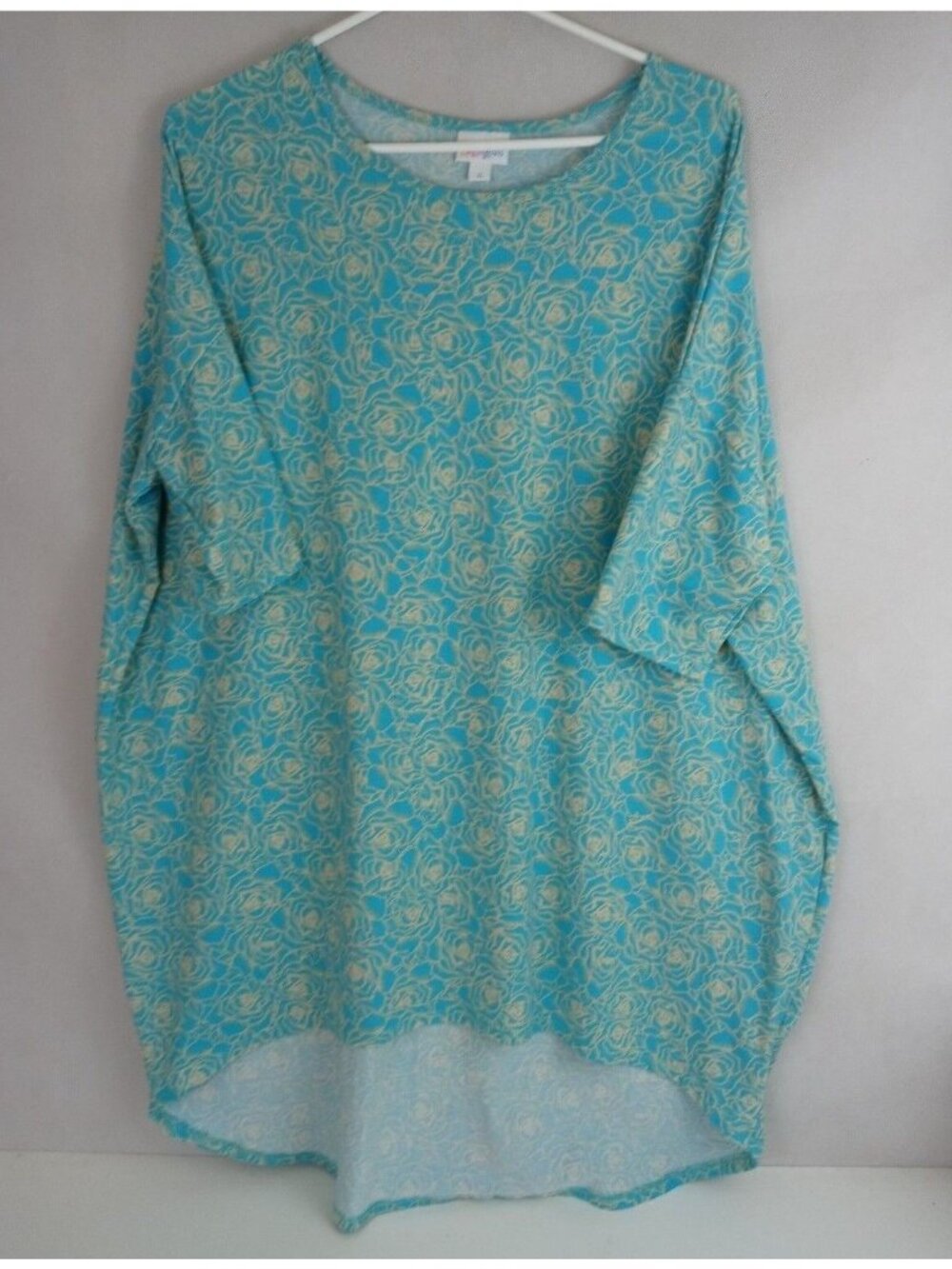Lularoe Irma Tunic Blue With Yellow Roses Design Size XL